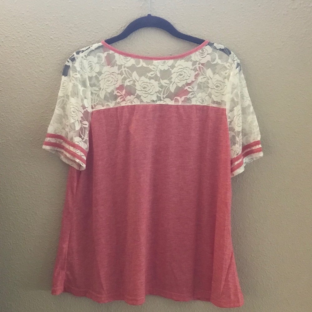 NWT Dressfo Pink & White Lace Top (Size XXL) - Picture 14 of 16